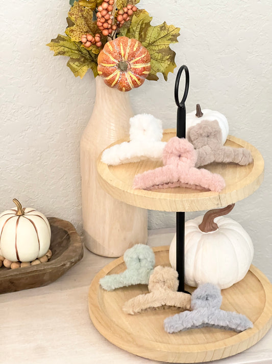 Fuzzy Hair claw clips
